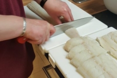 Portionieren der Kabeljaufilets